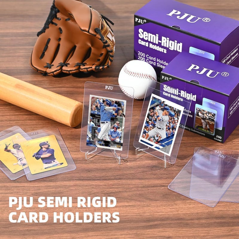 PJU 100ct Semi Rigid Card Holders & 100ct Card Sleeves for PSA, SGC, BGS, CSG Graded Card Submissions, Semi Rigid Baseball Cards Sleeves Protectors, PSA Graded Trading Cards Sleeve - Image 4